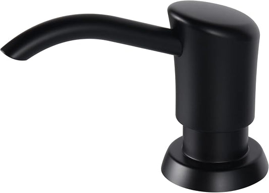Built in Sink Soap Dispenser or Lotion Dispenser for Kitchen Sink, Matte Black ABS Pump Head, with 17 Ounce PET Large Soap Bottle