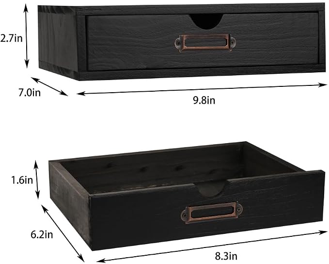 Wooden Storage Box Apothecary Drawers Vintage Wooden Drawers Wood Desktop Organizer with Drawers Countertop Drawers Library Card Catalog Cabinet Apothecary Cabinet（BLACK）
