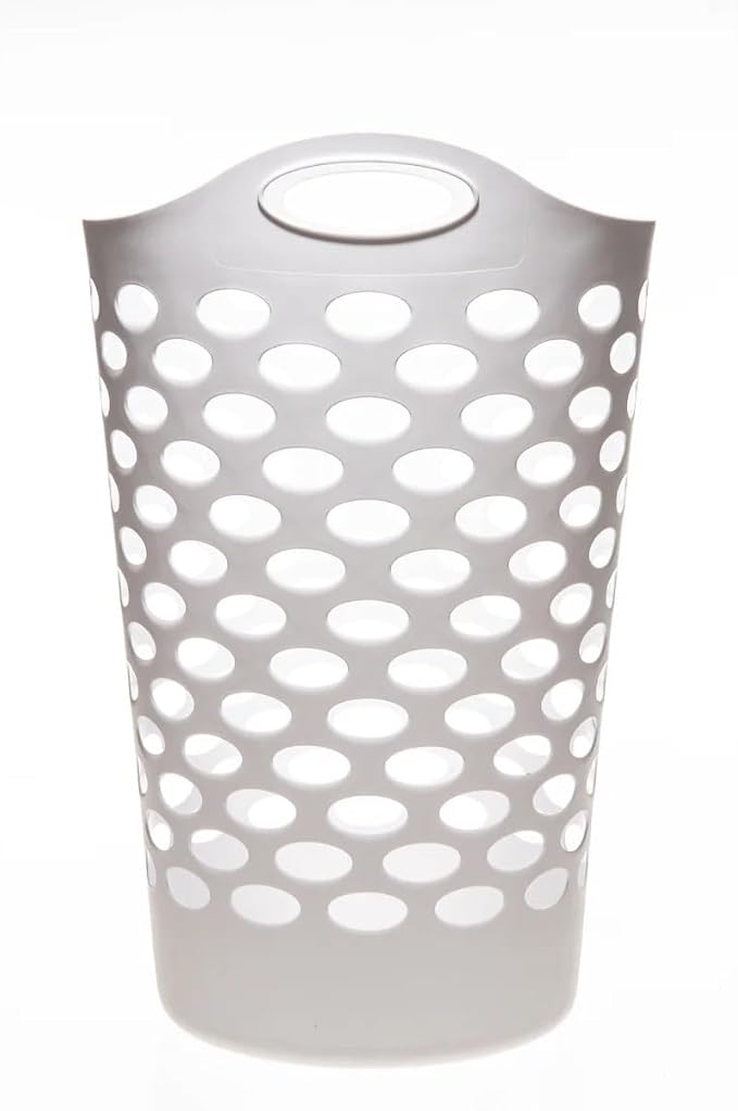 Tall Flex Laundry Basket Plastic Hamper for Clothes, Bedroom, and Storage with Handles 17.75" x 17.25" x 26", White