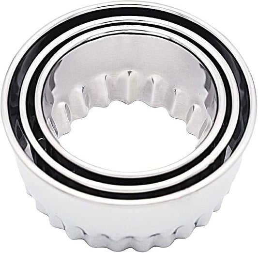 Biscuit Cutters, Round Cookie Cutters/Stainless Steel Dumpling Cutters/Cake Pastry Cutters/Scone Cutters Molds stamps for Cooking Baking (3Pcs, Fluted Edge)