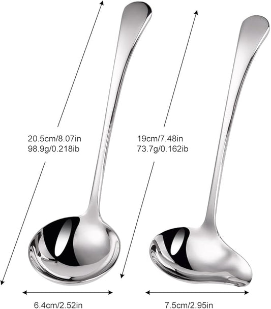 1-Piece Sauce Ladle and 1-Piece Gravy Ladle, 18/10 Stainless Steel, Dishwasher Safe(Silver)