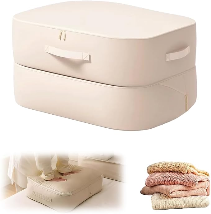 2026 New 3-Layer Ultra Space Saving Self Compression Organizer, Multifunctional Comforter Storage Bag for Comforters, Clothes, Blankets, Home Organization Must Haves (Beige, Large)