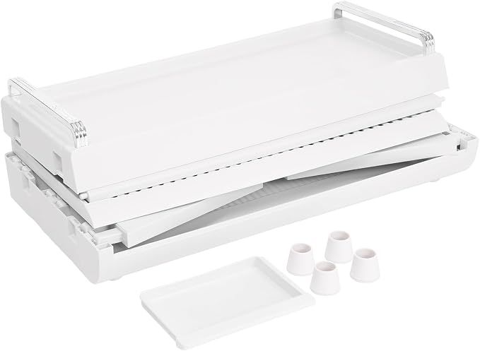 Dish Drying Rack with Lid Cover - 2-Tier Foldable Drain Board, 33lb Capacity Countertop Organizer for Plates, Bowls & Utensils, Space Saving Kitchen Storage (Tea Color)