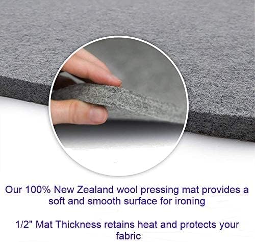 Wool Pressing Mat 17" x 13.5" for Quilting | 100% Pure New Zealand Wool Mat for Sewing and Ironing | Wool Ironing Mat Comes with Silicone Iron Pad Included