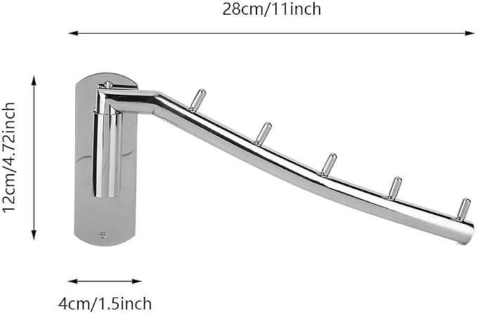 Pissente Wall Mounted Clothes Hanger Rack, Stainless Steel Wall Mount Garment Hook Bathroom Towel Bar Drying Rack Clothing Hanging System Drying Closet Storage Organizer, Silver