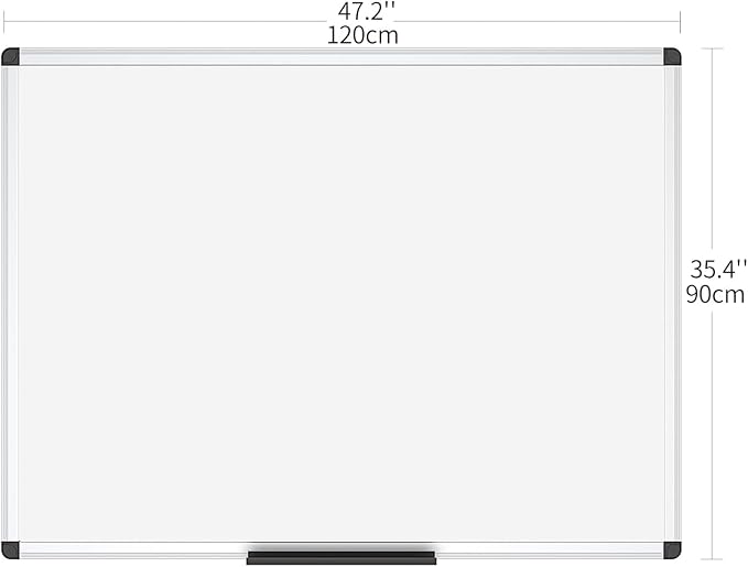 VIZ-PRO Magnetic Whiteboard/Dry Erase Board, 48 X 36 Inches, Silver Aluminium Frame