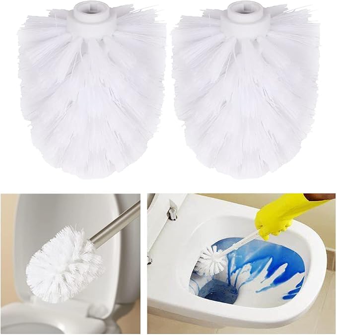 2PCS Toilet Bowl Brush Replacement Head, Toilet Brush Head Replacement with Durable Stiff Bristles, Cleaning Tool for Home Hotel Bathroom (Color:White)
