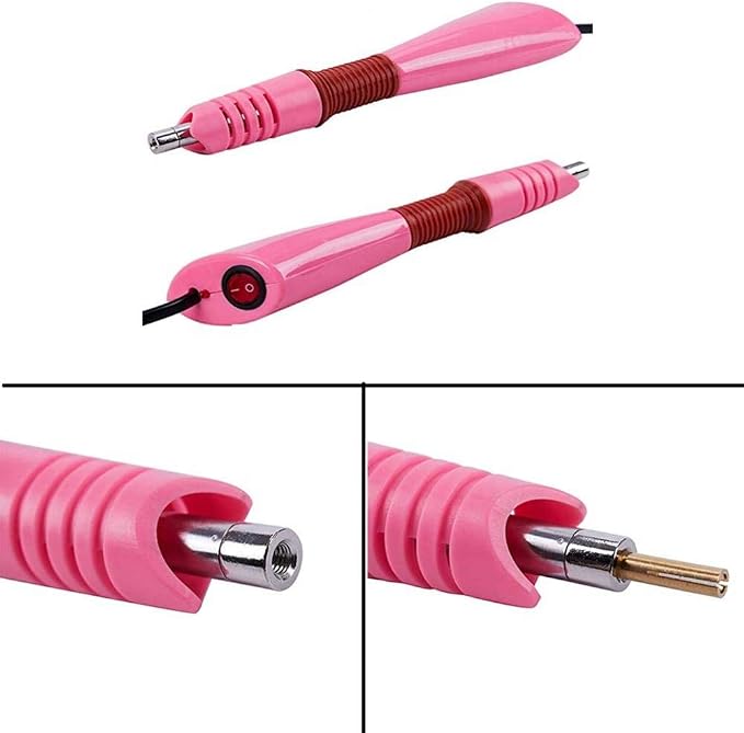 Hotfix Applicator,DIY Hot Fix Rhinestone Setter Applicator Wand Tool Kit Set with 7 Different Sizes Tips,Support Stand (Pink) | DIY rhinestone setter with 7 sizes tips, easy to use for precise hotfix application. Includes support stand for convenience