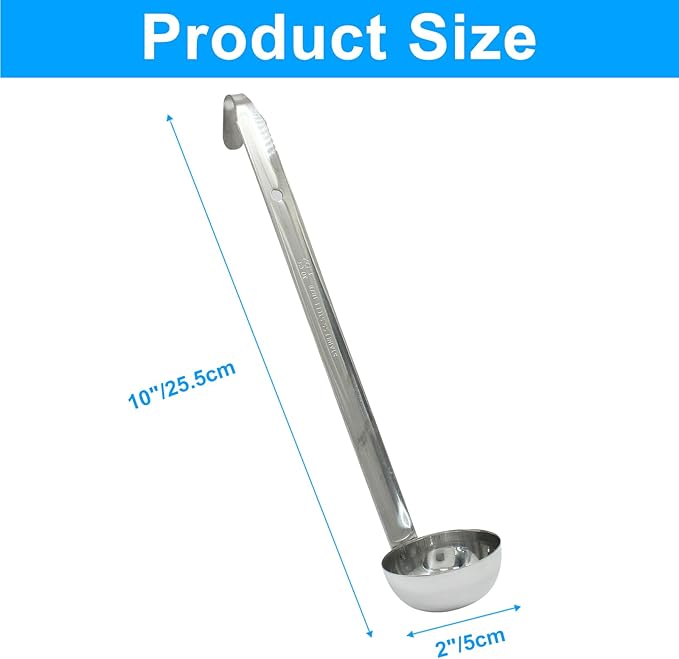 Zorfeter 3 Pcs 1 Oz Soup Ladle Set, Stainless Steel Ladles with Long Handles for Serving, Cooking, Stirring, Portioning Kitchen Restaurant Accessories