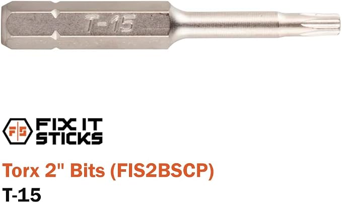 Fix It Sticks 2-Inch 6Pcs Gunsmith Bit Set Compatible with 1/4" Drivers | Multi-Purpose Durable Nickel Finished Screwdriver Pack, Holder Included, Torx, FIS2BSCP