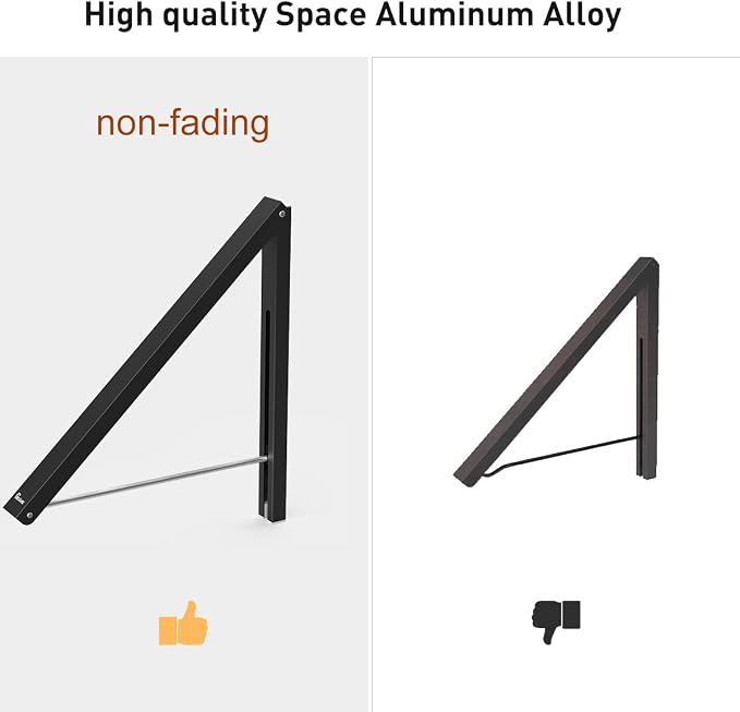 Laundry Room Clothes Rack - Wall Mounted Retractable Folding Clothes Hanger Drying Rack for Laundry Room Closet Storage Organization, Aluminum, Easy Installation (Black)