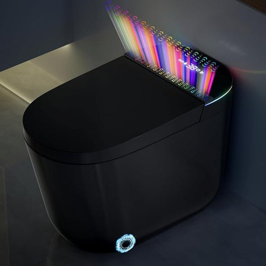WinZo Smart Toilet,Modern Smart Toilet with Bidet Built In with Foot Sensor,Tankless Toilets Auto Open/Close Lid with Dryer,ADA Comfort Height Heat Seat,Instant Warm Water,Power Outage and Flush Black