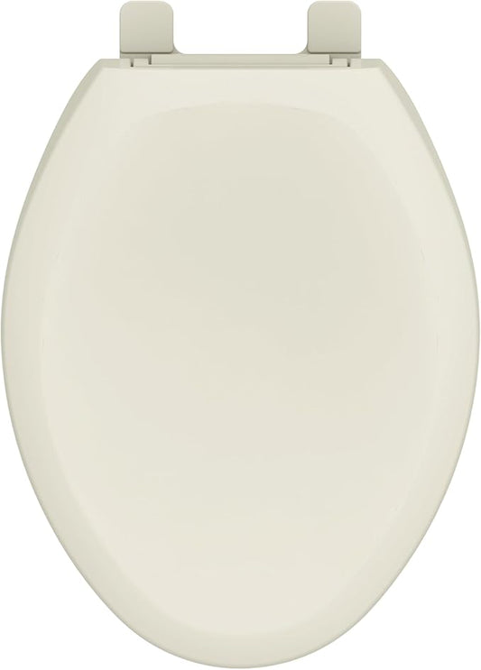 Gerber Elongated Toilet Seat with Cover, Soft Close, No Slam, Quick & Easy Install, Heavy-Duty Plastic, Adjustable Fit for Standard Elongated Toilets, Durable & Fade-Resistant, Biscuit G009921309