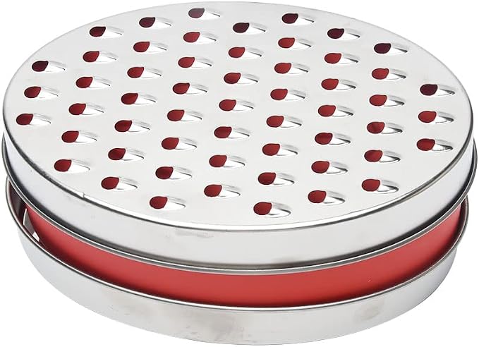 Cheese Grater with Container and Lid, Stainless Steel Grater Box Set, 7.09 x 2.76 in, Red, 2 Blades, Multi Purpose Kitchen Grater for Cheese, Vegetables, Ginger and Citrus