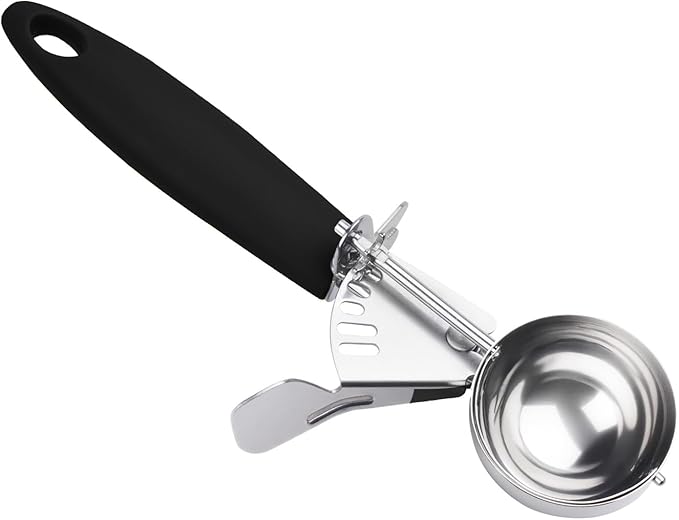 JUNADAEL J Cookier Scoop, #24/1.5 OZ Portion Scoop, 3 Tbsp Cookie Dough Scoops, Black Handle, for Portion Control, Cookie Dough, Cupcake Batter, Ice Cream, Meatball, Muffin