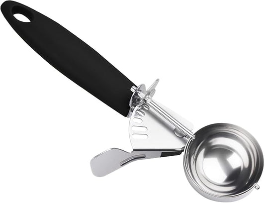 JUNADAEL J Cookier Scoop, #24/1.5 OZ Portion Scoop, 3 Tbsp Cookie Dough Scoops, Black Handle, for Portion Control, Cookie Dough, Cupcake Batter, Ice Cream, Meatball, Muffin
