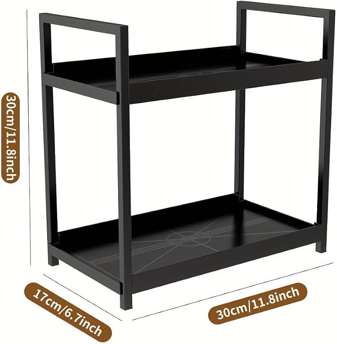 Bathroom Counter Organizer, 2 Tier Black Counter Shelf | Bathroom Organizers and Storage Countertop, for Vanity Tables, Dresser, Makeup