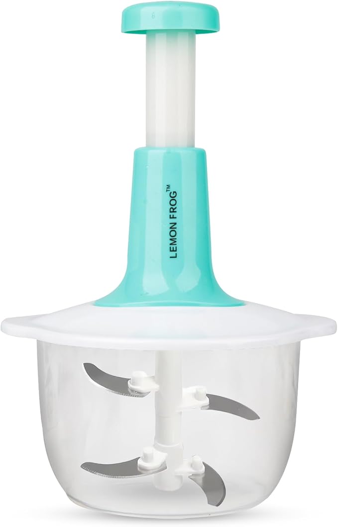 Manual Food Processor, Vegetable Chopper, Hand Press- Multipurpose– 2L Capacity | Effortless Food Prep for Fruits, Veggies, Herbs, Nuts, Onions, Salad & Dressings, Salsa, Guacamole and Many More!