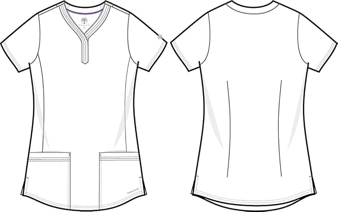 Healing Hands Purple Label Jane Scrub Top for Women Y-Neck Design | 2 Patch Pockets, Slim Fit Side Vents, Fitted Shirttail Silhouette, Breathable Comfort, Easy Care Fabric, Made for Every Shift