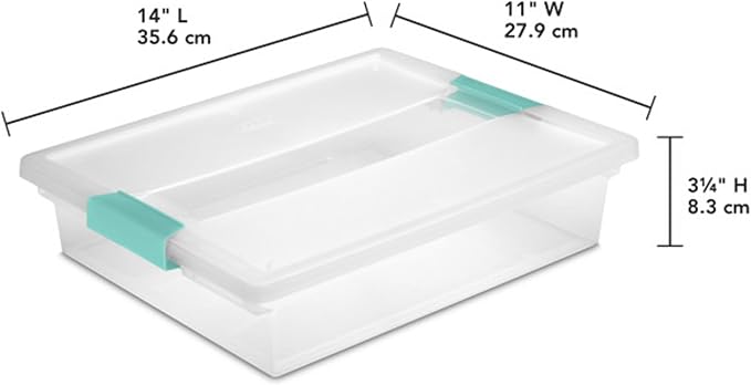Sterilite Clip Box, Stackable Clear Plastic Bins- Large, 6-Pack | Storage Containers with Latching Lids for Writing, Arts or Crafts Supplies - Home, Office, Classroom & Workshop Organization