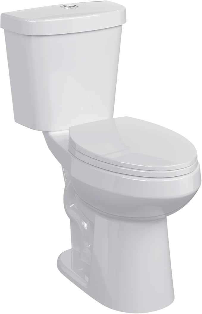 Two-Piece Toilets for Bathrooms, Comfort ADA Height 19", Elongated with Soft Close Seat, Power Flush 1.28 GPF