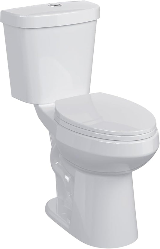Two-Piece Toilets for Bathrooms, Comfort ADA Height 19", Elongated with Soft Close Seat, Power Flush 1.28 GPF