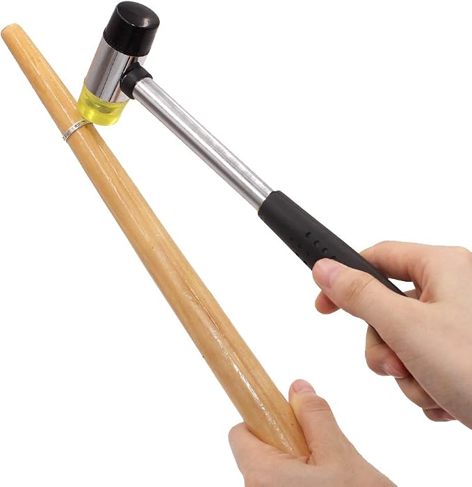 NIUPIKA Jewelers Rubber Hammer Mallet with Wood Ring Mandrel Sizer Sizing Adjuster Ring Shaper Repair Tools Jewelry Making Kit