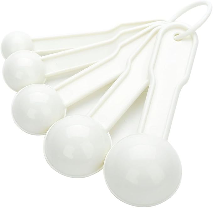 5 in 1 White Plastic 1g 2.5g 5g 10g 15g Measuring Spoons Set Kitchen Baking Tools