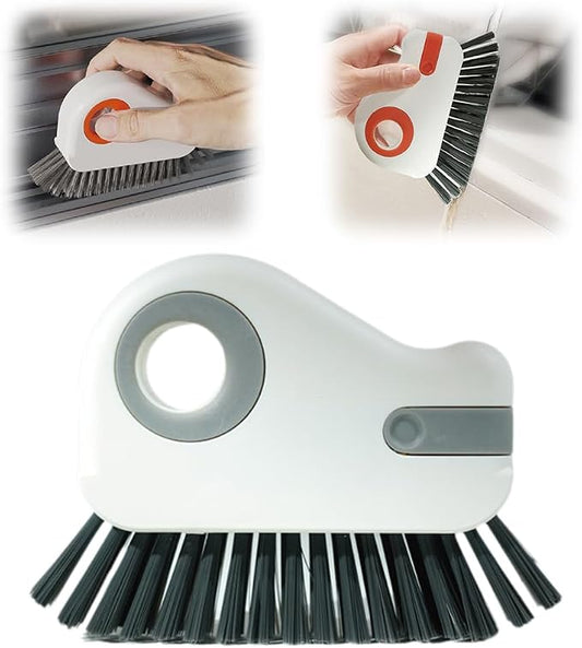 2 in 1 Groove Cleaning Brush Window Track Cleaning Tools, 2024 New Hard Bristle Crevice Cleaning Brush with Hidden Scraper, Shutter Door Window Track Kitchen Cleaning Brushes Kit (1, White)