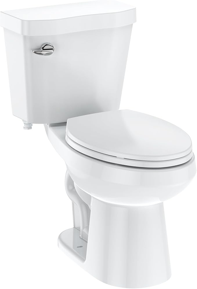 Two-Piece Toilets for Bathrooms, Comfort ADA Height 17.5", Elongated with Under-Locking Lid, Soft Close Seat, Powerful Flush 1.28 GPF