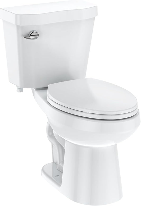 Two-Piece Toilets for Bathrooms, Comfort ADA Height 17.5", Elongated with Under-Locking Lid, Soft Close Seat, Powerful Flush 1.28 GPF