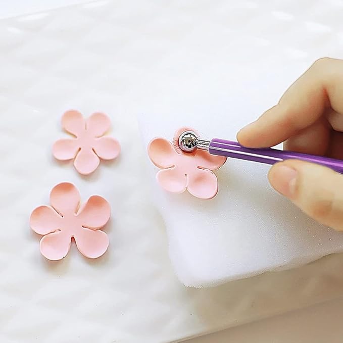 4 x Fondant Cake Decorating Clay Flower Sugarcraft Ball Model DIY Tool 8 Sizes (Purple)