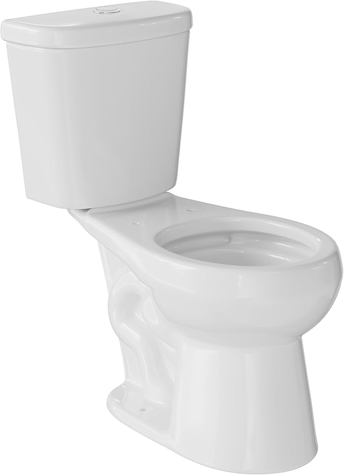 Two Piece Toilet with 17" ADA Height, Round Ceramic Bowl without Lid -Dual Flush, CUPC Certified, Water Efficient