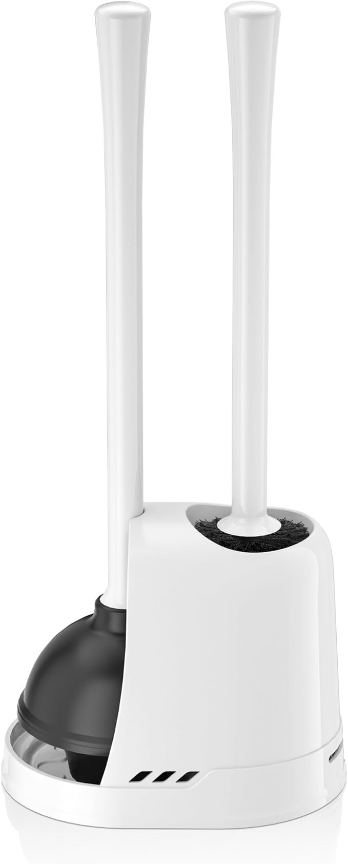 LOVLOY Toilet Plunger and Brush, Bowl Brush and Heavy Duty Toilet Plunger Set with Ventilated Holder, 2-in-1 Toilet Brush and Plunger Combo for 5.3-inch Toilet Drain Bathroom Cleaning (White)