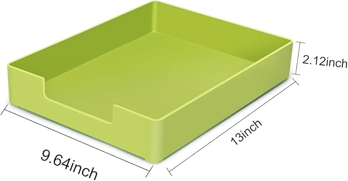 Letter-Size Tray, Desk Drawer Organizer, A4 Plastic Paper Tray for Office, School, Home Storage, and Storage Containers for Gift Wrap, and Crafts (Green)
