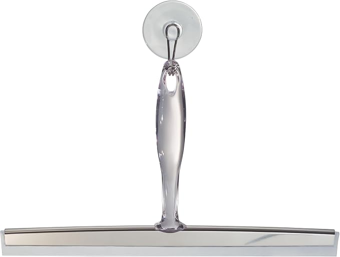 iDesign Bathroom Shower Squeegee, Set of 2, Clear/Stainless Steel | Wall Hook Included