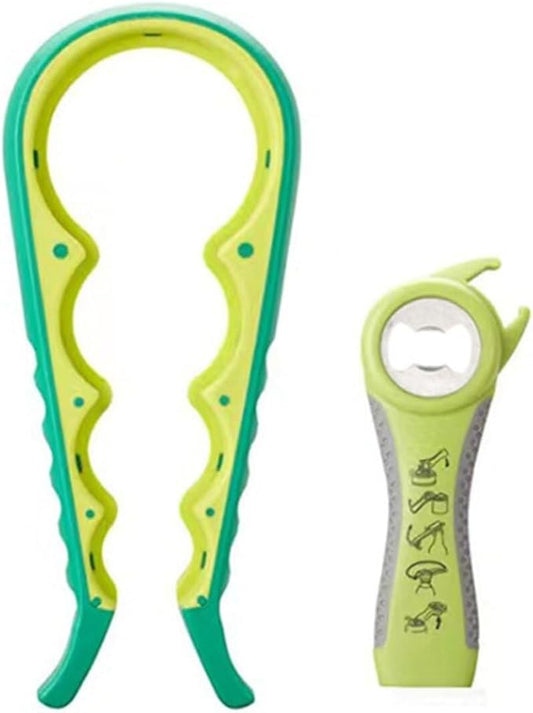 Multi-Grip Jar Opener and Bottle Opener Tool, Ergonomic Design with Non-Slip Handles, (blue-green)