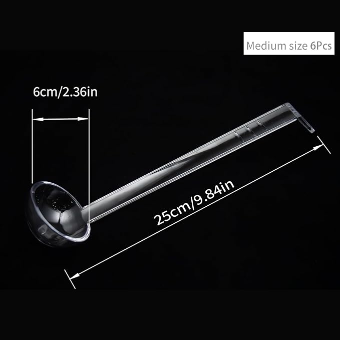 6 Pcs Small Ladle 2 Oz Clear, 10.4 Inch Mini Ladles for Serving Sauce Soup Dressing, Long Handle Plastic Punch Bowl Ladle for Party Catering