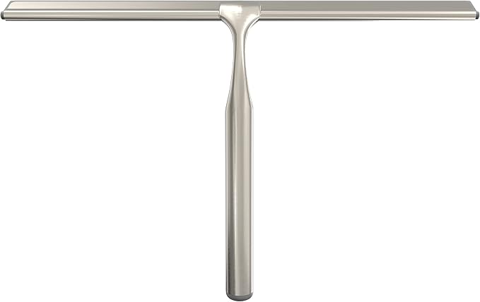 Better Living Deluxe XL Shower Squeegee, 12” Blade, Brushed Nickel | Multi-Purpose Silicone Squeegee Blade w/ Storage Hook, Rust-proof Heavy Duty Window, Glass, Shower Scrubber, Windshield Wiper