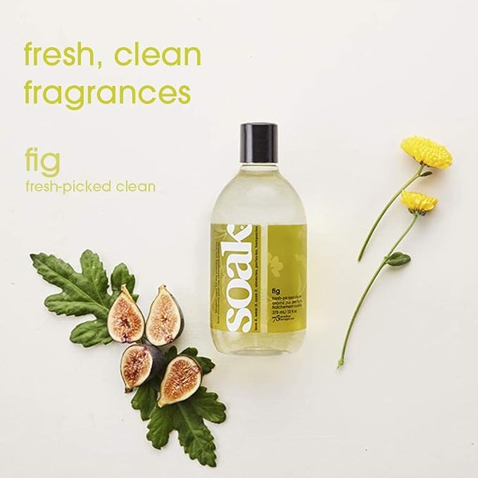 Soak Laundry Soap – No Rinse, Plant Derived Hand Wash Detergent - 375 ml / 12 fl. oz, 75+ Washes (Fig)