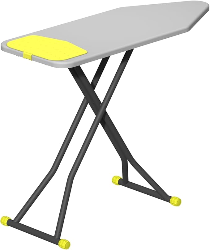 KINGBOARD Ironing Board, Iron Board with Silicon Iron Mat, Heat Resistant Cover, 7 Height Adjustable, Foldable Ironing Board, 18x47 Grey