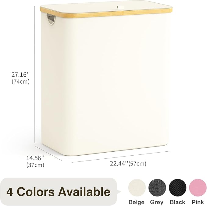 Hampers for Laundry Basket with Lid, 160L Large Laundry Hamper 3 Section | Dirty Clothes Hamper Separator with 3 Removable Bags & 5 Labels, Divided Laundry Organizer for Bedroom, Laundry Room, Beige