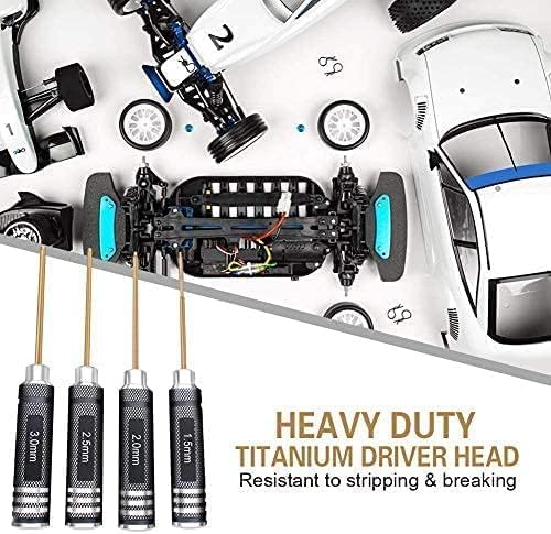4pcs 1.5mm 2.0mm 2.5mm 3.0mm Hex Screw Driver Set Titanium Hexagon Screwdriver Wrench Tool Kit for Multi-Axis FPV Racing Drone RC Quadcopter Helicopter Car Models