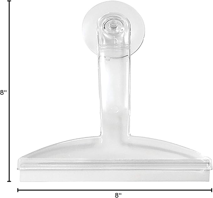 8" Clear Plastic Suction Squeegee Shower Window Cleaner | Suction Storage Hook