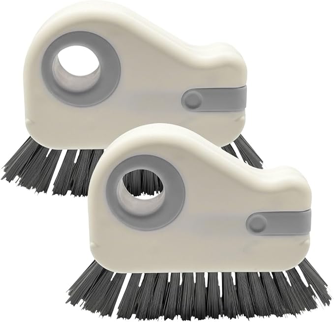 YoRise 2 in 1 Car Groove Cleaning Brush, Multifunctional Hard Bristle Car Window Track Cleaner Tool with Hidden Scraper, Universal Auto Door Crevice Cleaning Accessories for Window Sill(Gray-2PCS)