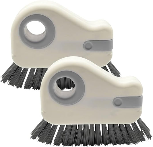 YoRise 2 in 1 Car Groove Cleaning Brush, Multifunctional Hard Bristle Car Window Track Cleaner Tool with Hidden Scraper, Universal Auto Door Crevice Cleaning Accessories for Window Sill(Gray-2PCS)