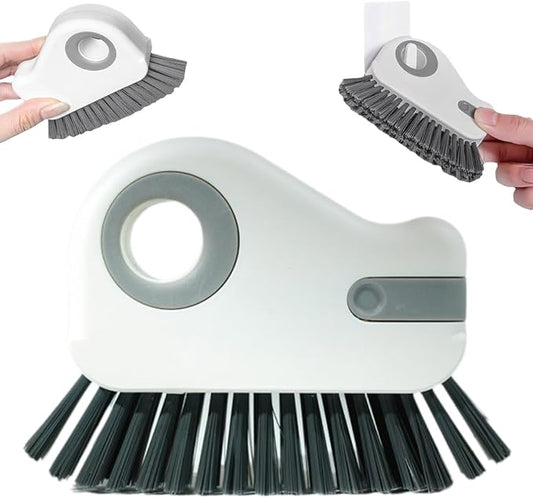 2 in 1 Groove Cleaning Brush Window Track Cleaning Tools, 2024 New Hard Bristle Crevice Cleaning Brush with Hidden Scraper, Shutter Door Window Track Kitchen Cleaning Brushes Kit (2, White)