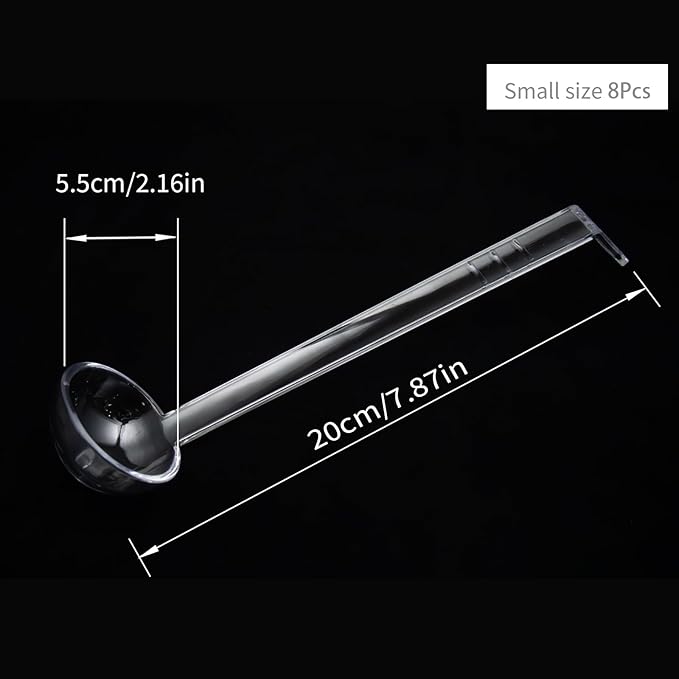 8 Pcs Small Ladle 1 Oz Clear, 7.87 Inch Mini Ladles for Serving Sauce Soup Dressing, Long Handle Plastic Punch Bowl Ladle for Party Catering