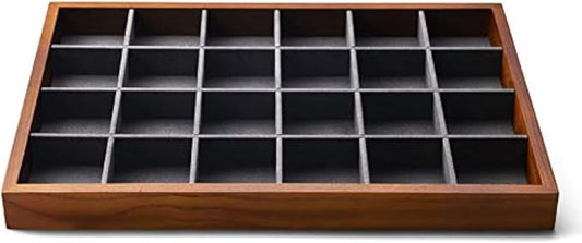 Oirlv Solid Wood Jewelry Tray,Jewelry Drawer Organizer,24 Grid(Grey) | Stackable Design,for Jewelry Necklaces Earrings and Rings,Organizing and Presentinge Legantly on Dressers&in Dresser