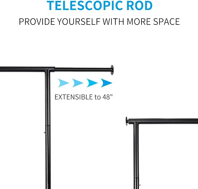 Fishat 59" H Simple Portable Standard Black Rolling Clothes Garment Rack | Metal Freestanding Hanging Organizer, Mobile Lockable Wheels, Portable Freestanding, for Storage, Drying, Bedroom
